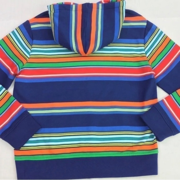 Polo Ralph Lauren Men Rainbow Color Striped Rope Drawstring Fleece Hoodie Size M - Picture 4 of 8